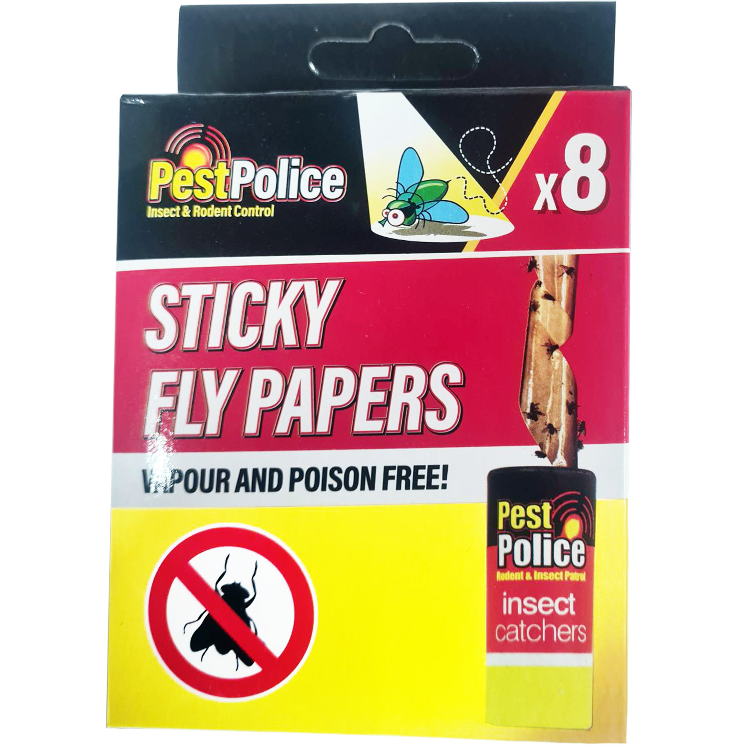 PEST POLICE Pack of 8 Sticky Tape Paper Fly Catchers